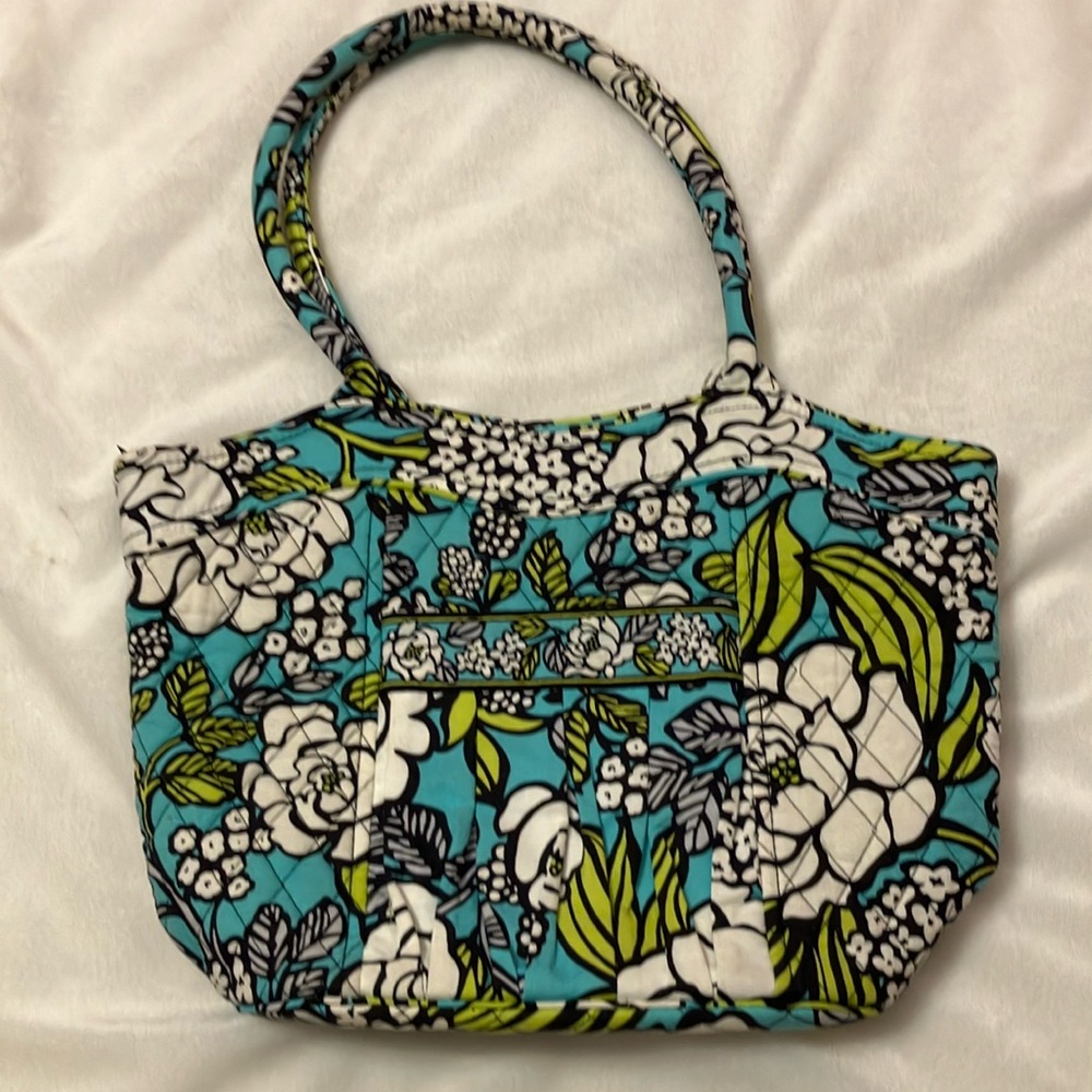 EUC VERA BRADLEY Sweetheart Shoulder Bag Purse - ISLAND BLOOMS Aqua/black